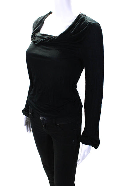 Boss Hugo Boss Women's Sheer Long Sleeve Cowl Neck Blouse Black Size S