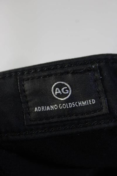 AG Adriano Goldschmied Women's Coated Mid Rise Skinny Jeans Black Size 29