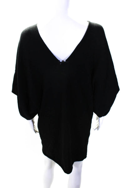 Jamison Women's Cashmere V0Neck Long Sleeve Sweater Dress Black Size S