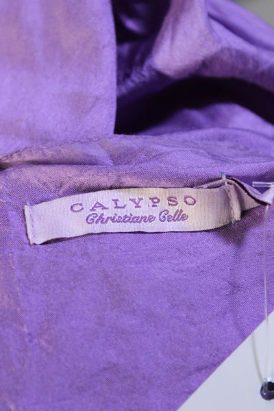 Calypso Christiane Celle Women's Short Sleeve V-Neck Wrap Dress Purple Size M