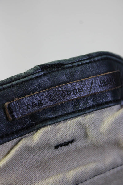 Rag & Bone Womens Solid Black High Rise Mini Leather Shorts Size 29