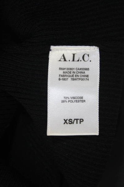 ALC Womens Cutout High V Neck Ribbed Slim Sleeveless Tank Top Black Size XS