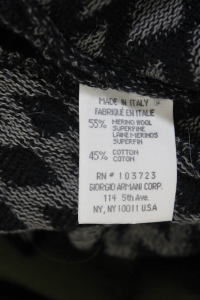 Armani Collezioni Womens Geometric Short Sleeve Turtleneck Sweater Gray Size 4