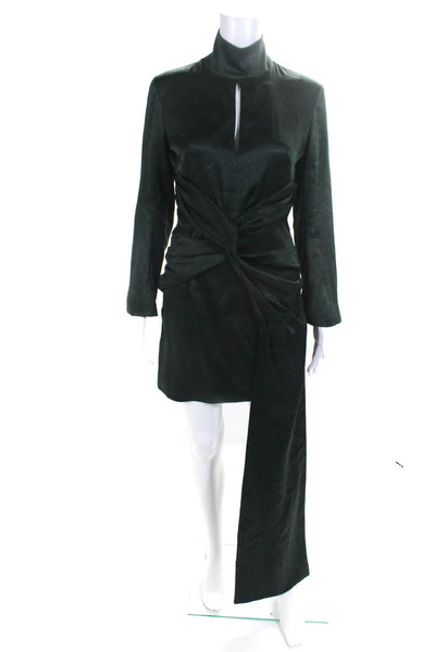 16 Arlington Women's Mock Neck Long Sleeves Bodycon Mini Dress Green Size 6