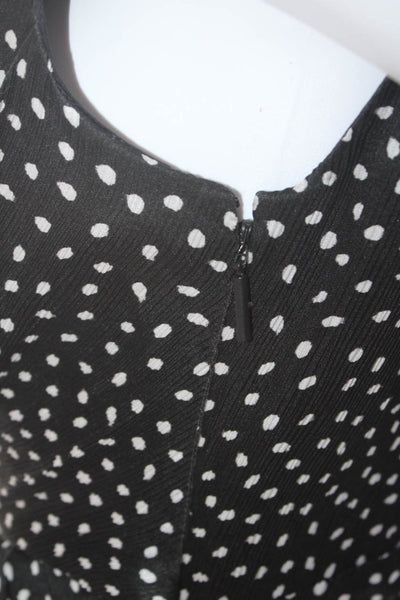 Jason Wu Women's V-Neck Sleeveless Black Polka Dot Midi Dress Size 4