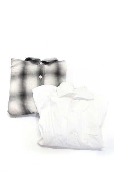 Vince Men's Collar Long Sleeves Button Down Gray Plaid White Shirt Size S Lot 2