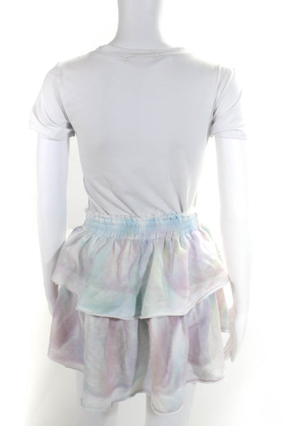 Love Shack Fancy Womens Tie Dye Stretch Tiered Mini Skirt Multicolor Size S