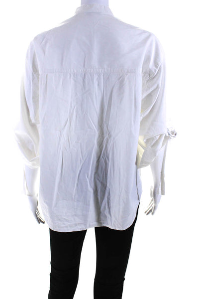 Vince Womens Long Sleeves Button Down Shirt White Cotton Size Extra Small