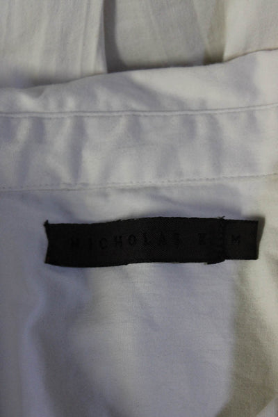Nicholas K Womens Long Sleeves Button Down Shirt White Cotton Size Medium