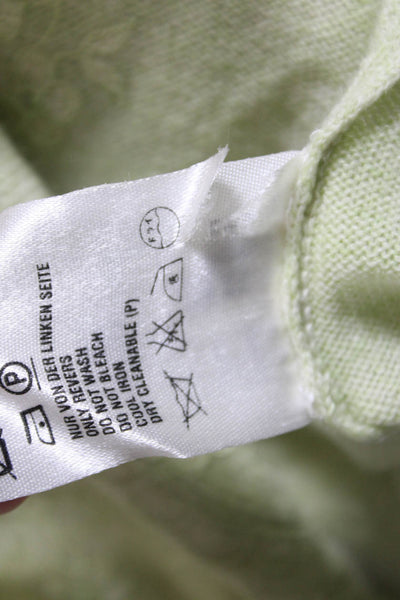 Escada Womens Short Sleeve Embroidered Button Up Cardigan Light Green Size EU 36