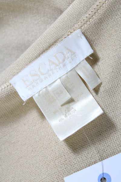 Escada Womens Oversize V Neck Button Up Cardigan Sweater Ecru Size EU 34