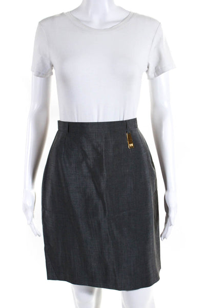 Escada Womens Woven Knee Length Pencil Skirt Gray Wool Mohair Size EU 38
