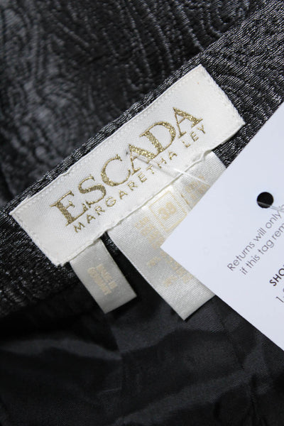 Escada Womens Metallic Paisley Jacquard Knee Length Pencil Skirt Gray Size EU 38