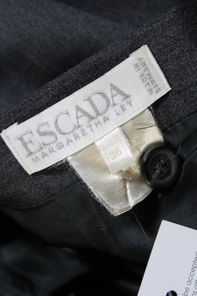 Escada Womens Knee Length Sateen Pencil Skirt Dark Gray Wool Size EU 36