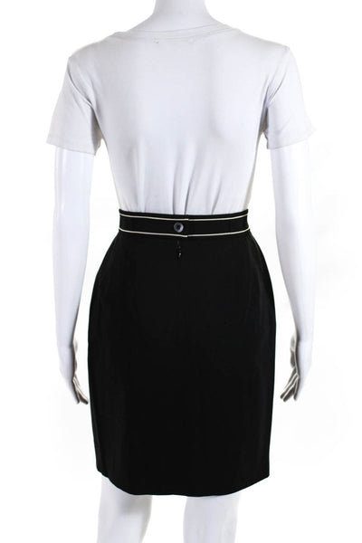 Escada Womens Knee Length Pencil Skirt With Piping Black White Size EU 38