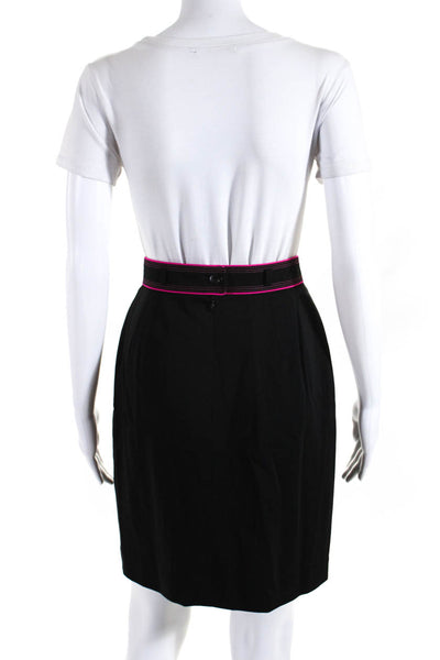 Escada Womens Knee Length Pencil Skirt With Piping Black Pink Size EU 38