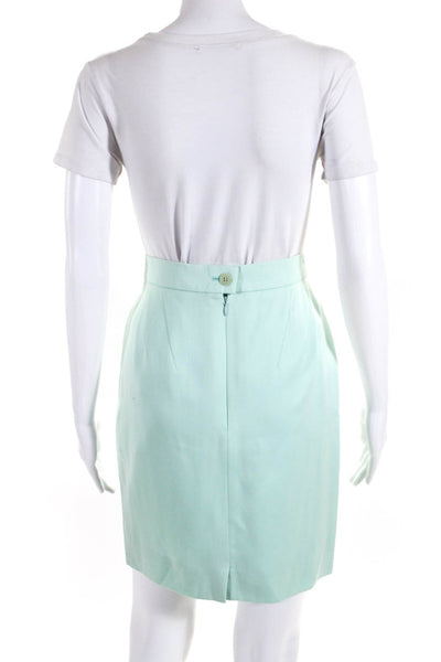 Escada Womens Knee Length Twill Pencil Skirt Mint Green Wool Size EU 36