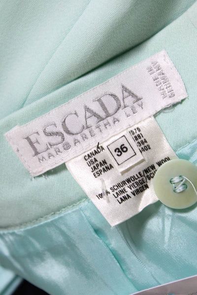 Escada Womens Knee Length Twill Pencil Skirt Mint Green Wool Size EU 36