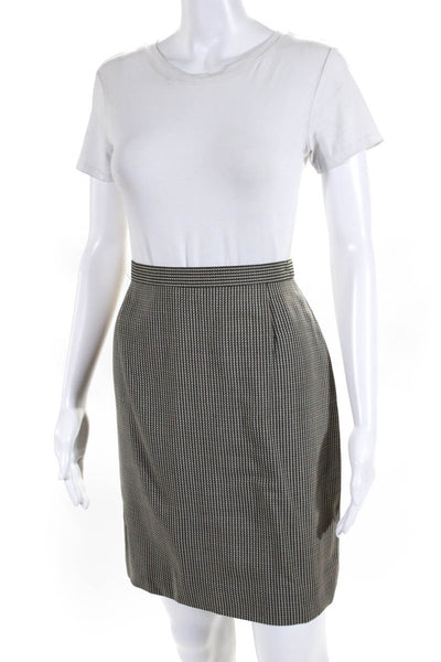 Escada Womens Striped Knee Length Pencil Skirt Olive Green Wool Size EU 38