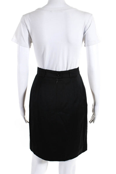 Escada Womens Knee Length Sateen Pencil Skirt Black Wool Size EU 38