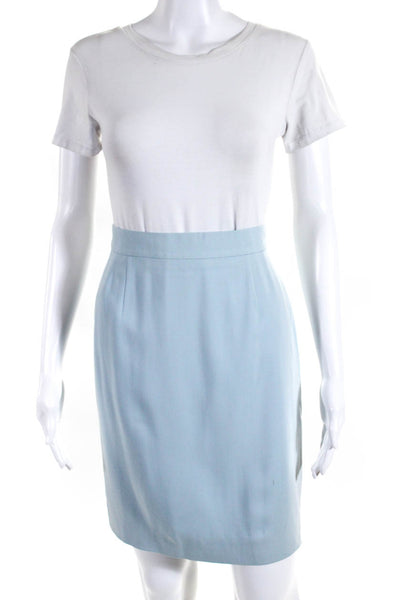 Escada Womens Knee Length Woven Pencil Skirt Light Blue Wool Size EU 38