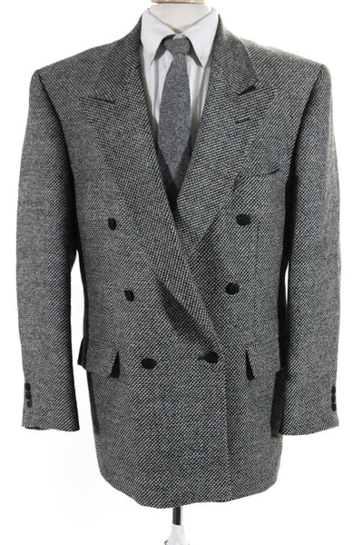 Biella Men's Tweed One Button Lined Blazer Jacket Black Size 42