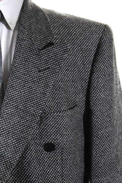 Biella Men's Tweed One Button Lined Blazer Jacket Black Size 42