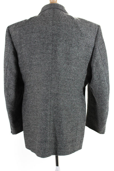 Biella Men's Tweed One Button Lined Blazer Jacket Black Size 42