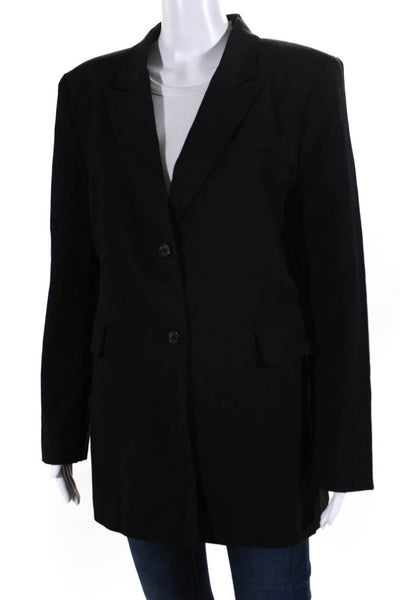 Mother of All Womens Peak Collar V-Neck Two Button Blazer Jacket Black Size S