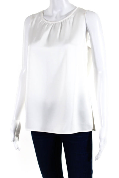 St. John Womens Round Neck Sleeveless Zip Up Pullover Blouse Top White Size S