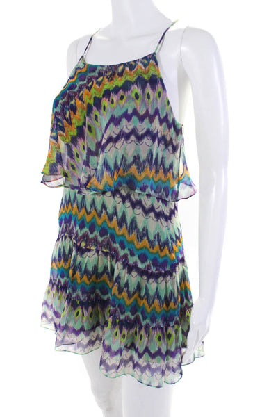 Haute Hippie Womens Abstract Print A Line Dress Multi Colored Size Extra Small