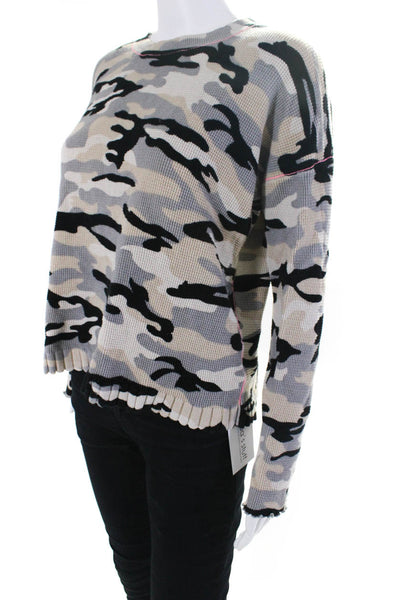 Lisa Todd Womens Camouflage Print Sweatshirt Multi Colored Cotton Size Small