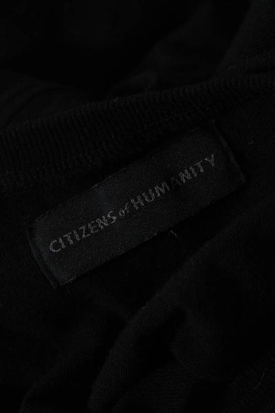 Citizens of Humanity Womens Ruffled Short Sleeves Tee Shirt Black Size Small