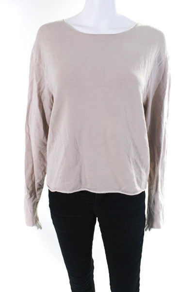 Sam & Lavi Womens Long Sleeves Sweatshirt Beige Cotton Blend Size Small