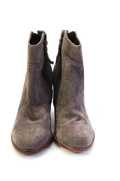 Joie Womens Suede Zip Up Cowboy Ankle Boots Smoke Gray Size 38 8