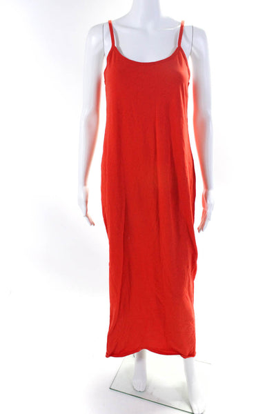 Entireworld Womens Cotton Spaghetti Strap Unlined Maxi Tank Dress Orange Size M