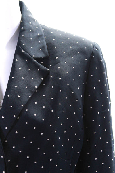 Akris Womens Polka Dot Covered Placket Buttoned Long Sleeve Blazer Navy Size 12