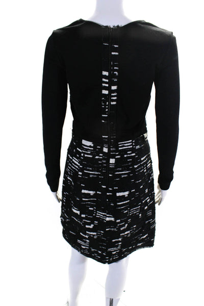 Piazza Sempione Womens Wool Striped Layered Textured Dress Black Size EUR42