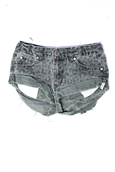One Teaspoon AG Girls Leopard Denim Shorts Skinny Jeans Blue Gray 10-12 16 Lot 2