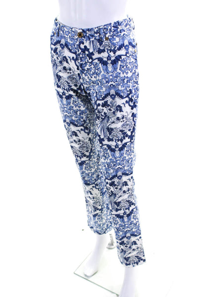 Ralph Lauren Women's Cotton Abstract Print Straight Leg Pants Blue Size 4