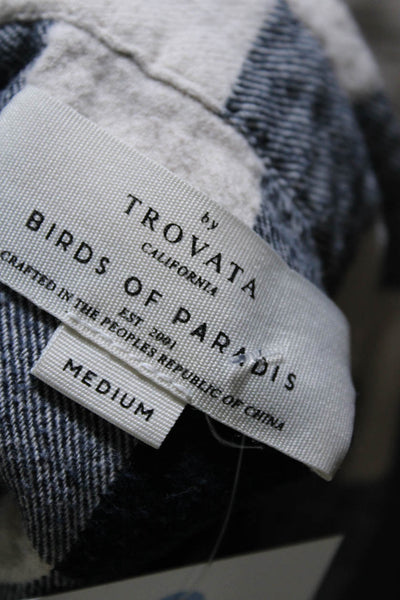 Birds of Paradis Women's Collar Long Sleeves Button Up Plaid Shirt Size M