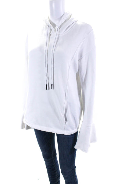 Stateside Women's Hood Long Sleeves Pockets Sweatshirt White Size M