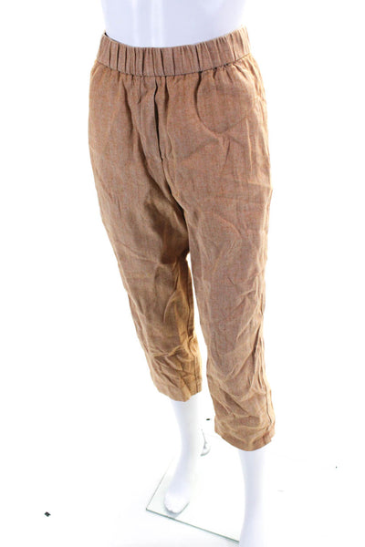 Oska Women's Elastic Waist Pockets Straight Leg Ankle Pant Orange Size 0
