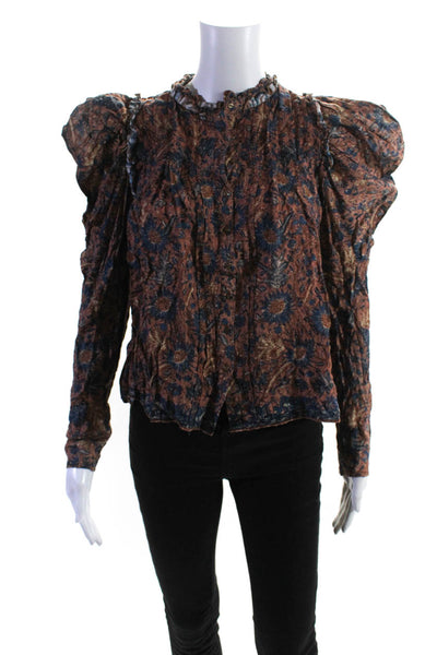 Ulla Johnson Women's Round Neck Long Sleeves Floral Blouse Size 4