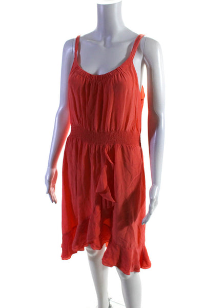 Rebecca Taylor Womens Orange Silk Scoop Neck Sleeveless Shift Dress Size 10
