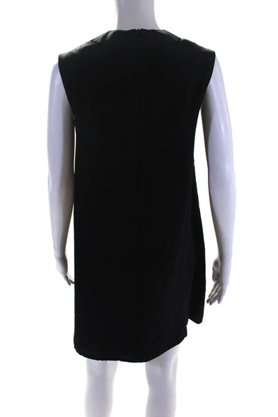 Podoll Womens Black Silk Layered Collar Crew Neck Sleeveless A-Line Dress Size 2