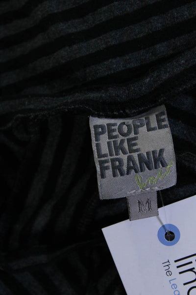 People Like Frank Women's Round Neck Long Sleeves Stripe Blouse Size M