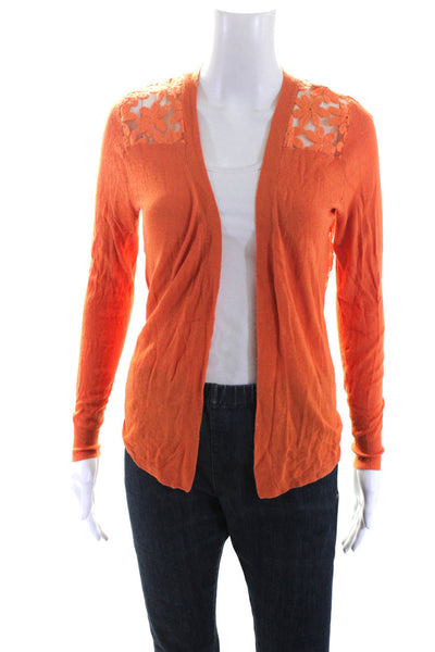 Papillon Women's Open Front Long Sleeves Cardigan Sweater Orange Size M