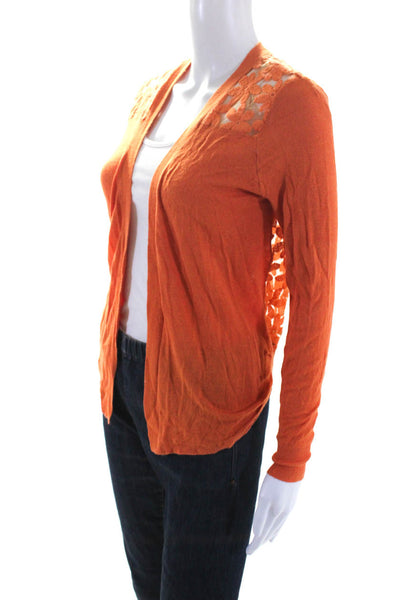 Papillon Women's Open Front Long Sleeves Cardigan Sweater Orange Size M