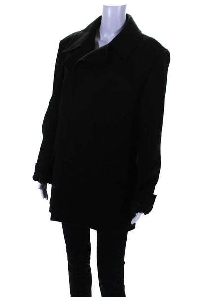 Osklen Womens Woven Double Breasted Snap Closure Blazer Overcoat Black Size M